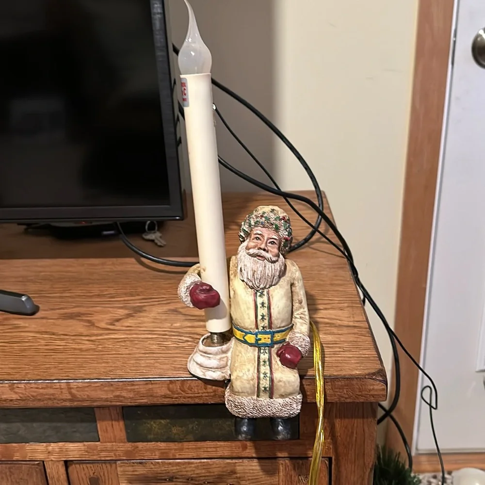Cresswell Christmas Holiday Shelf Sitter Victorian Santa Welcome Light Lamp Vint